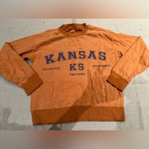 Orange and navy fleece crewneck